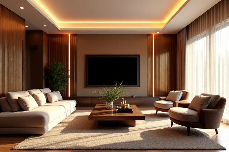 幾何学模様とスマート照明の調和